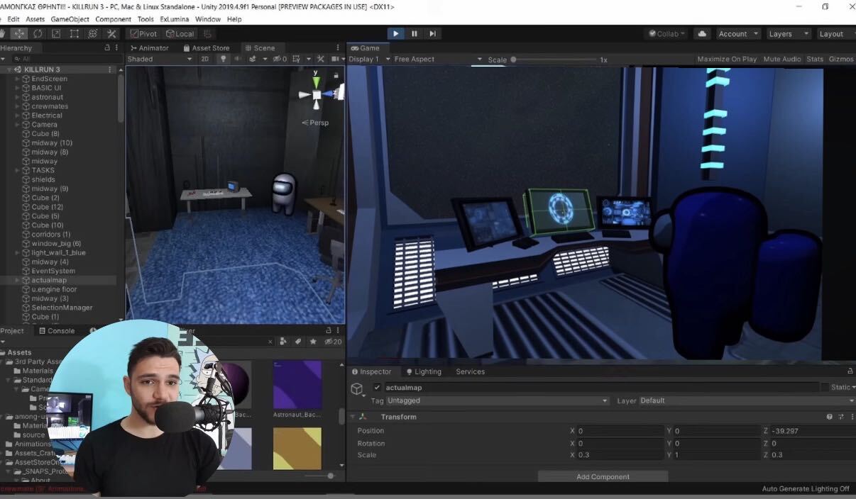 Developing my 3D game in Unity while recording a video