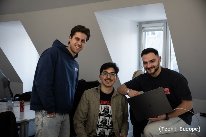 The three-person team at the Tech: Europe Paris hackathon